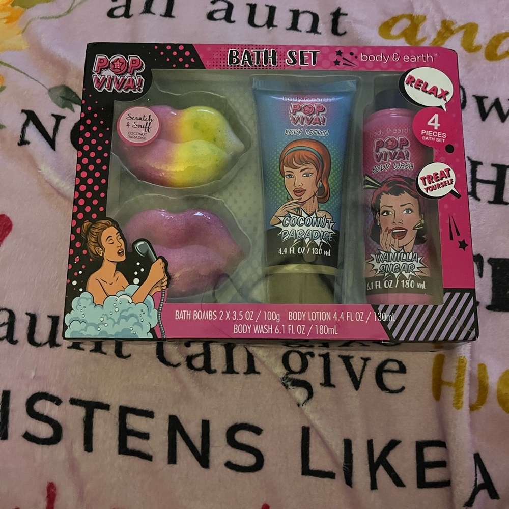 Vibrant Pink and Yellow Bath & Body Set with Fizzers